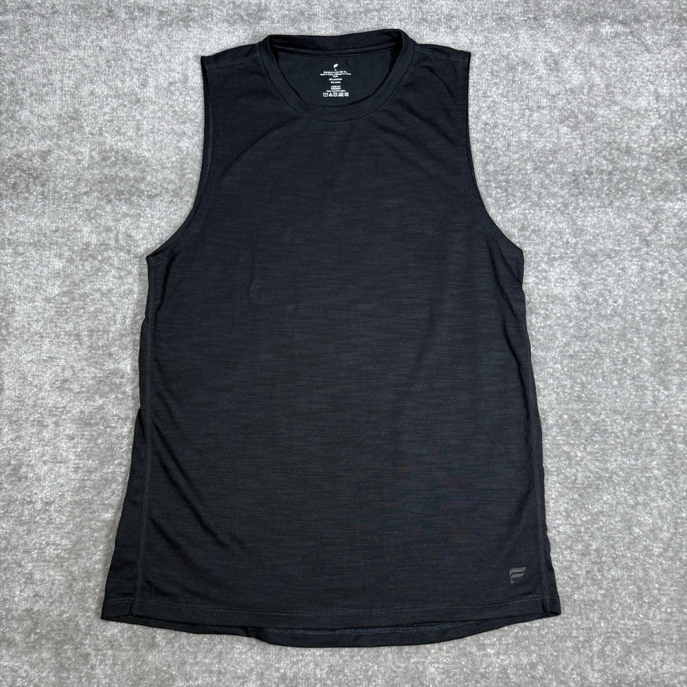 Fabletics Tank Men's Medium Gray Crew Neck Front Row Sleeveless Athletic‎ Gym